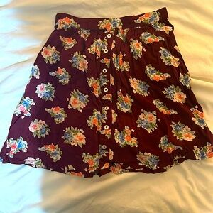Maroon floral Hollister skirt size small